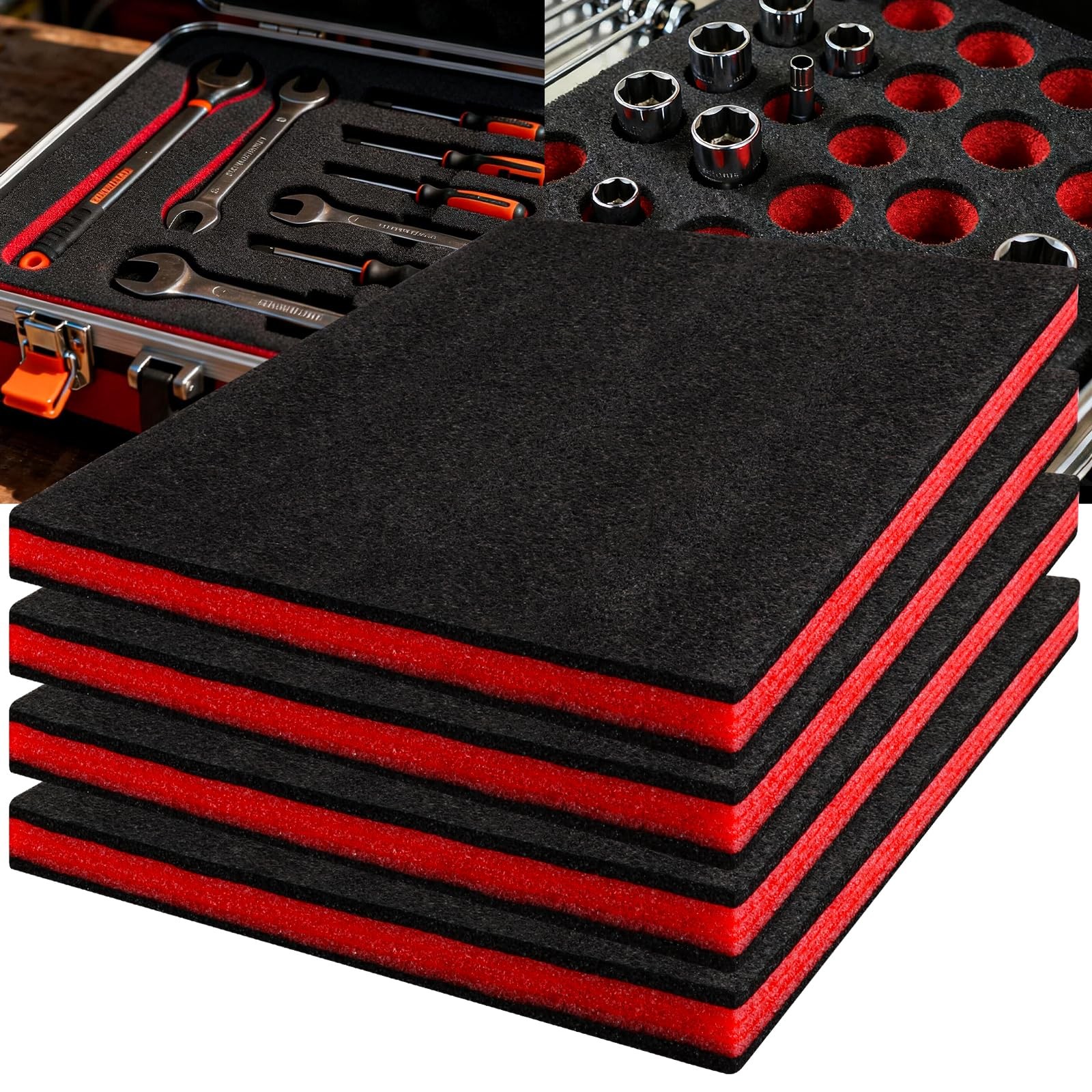 4Pack 16×12×1 inch Tool Box Foam, Polyethylene Shadow Kaizen Foam Pad Sheets ...