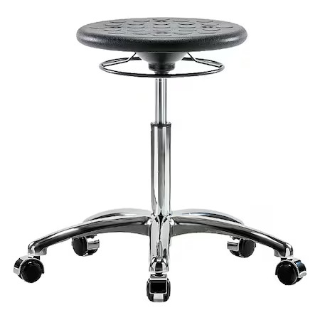 Zoro Select Clr-Ipmbso-Cr-Nf-Cc-Blk Stool, Polyurethane, Black, 19 1/4 In To