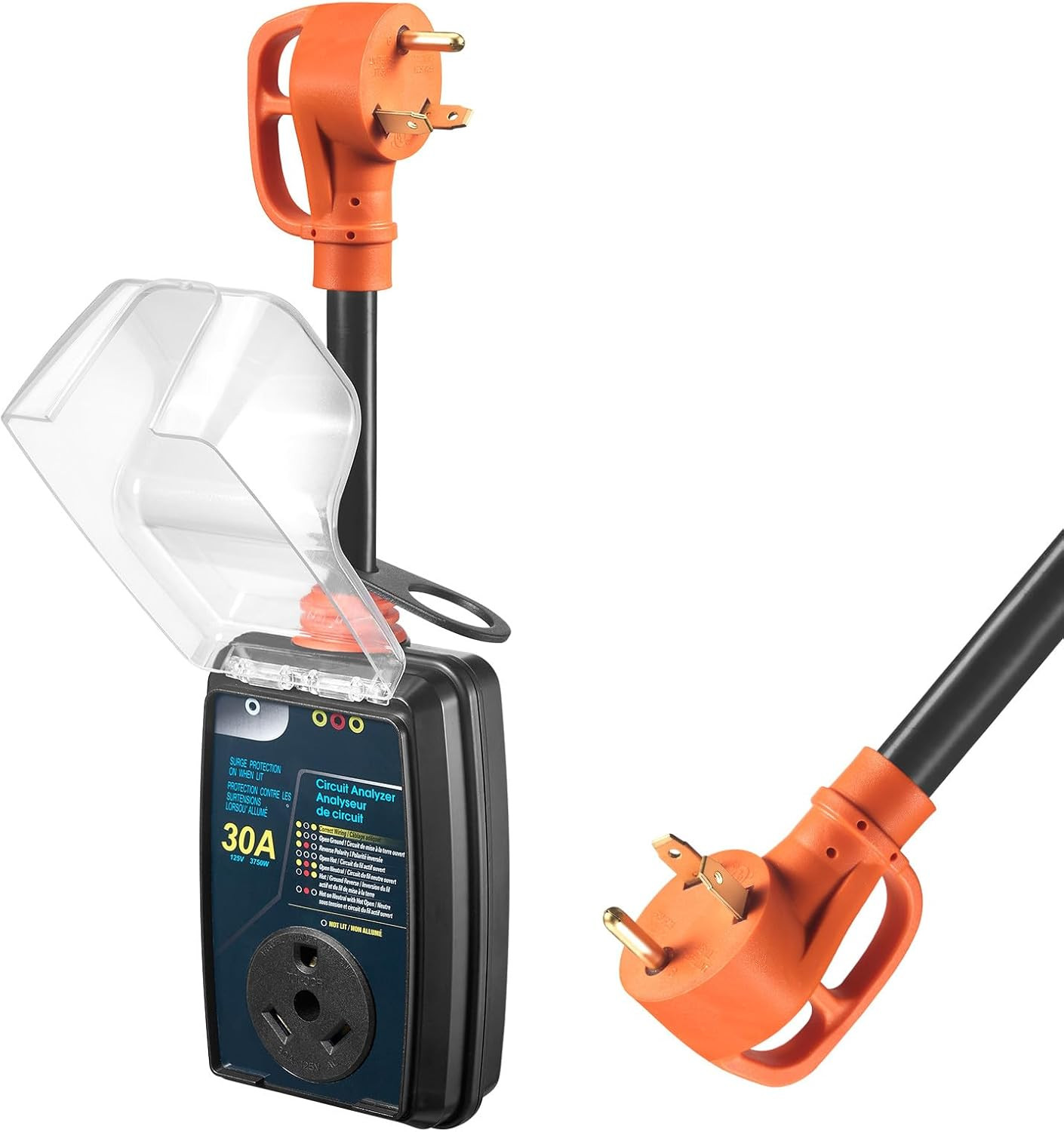 30 Amp RV Surge Protector,5000Joules,Waterproof Circuit Analyzer,High/Low Voltag
