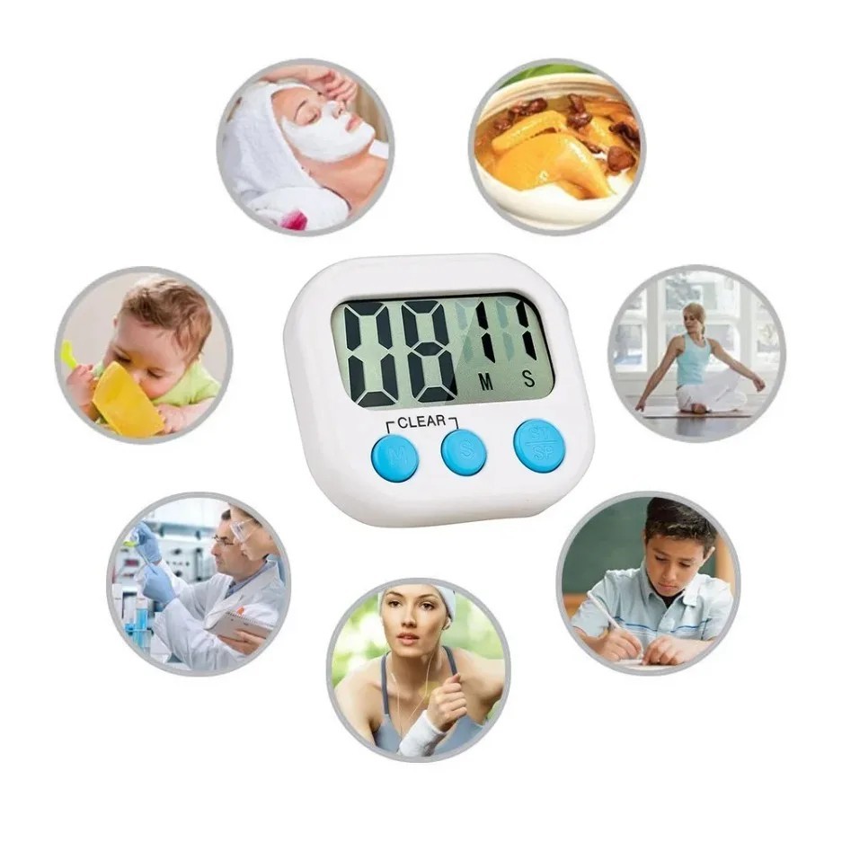 Large LCD Digital Kitchen Cooking Timer Count Down Up Clock Loud Alarm Magnetic
