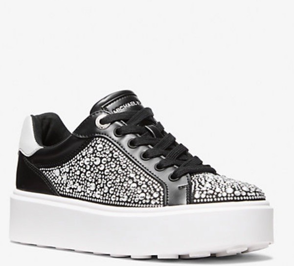 Michael Kors Romey Lace Up Embellished Platform Sneaker New Size 7.5 Black $195