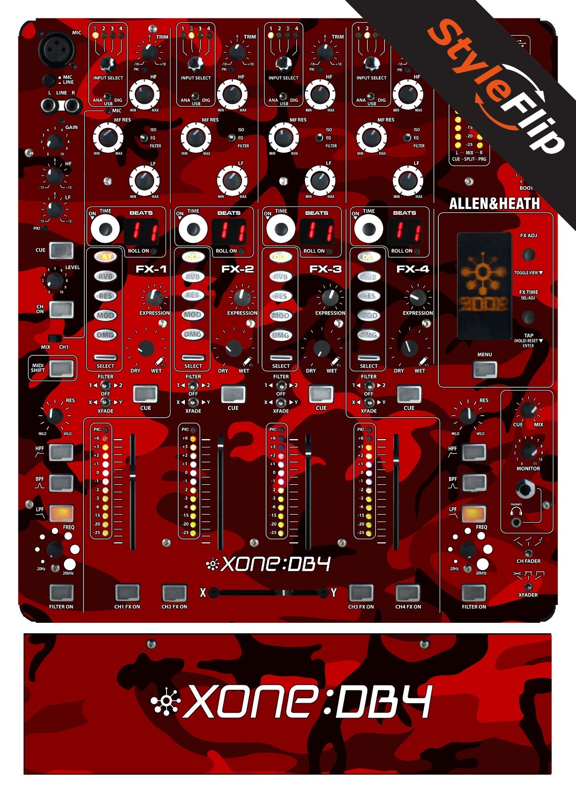 Allen & Heath XONE DB4 Skins | Red Camo | Protective Decal | StyleFlip Skins
