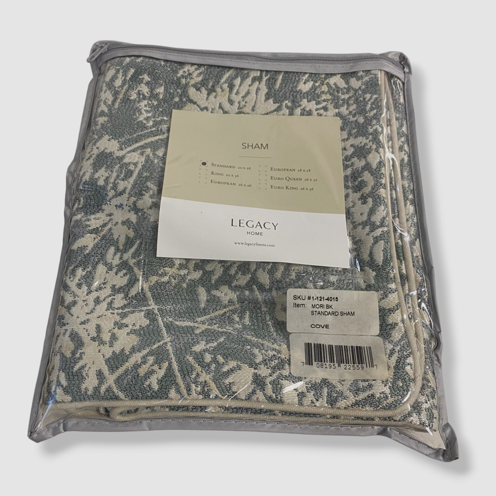 $130 Legacy Green Cove Mori Standard Sham 20 x 26