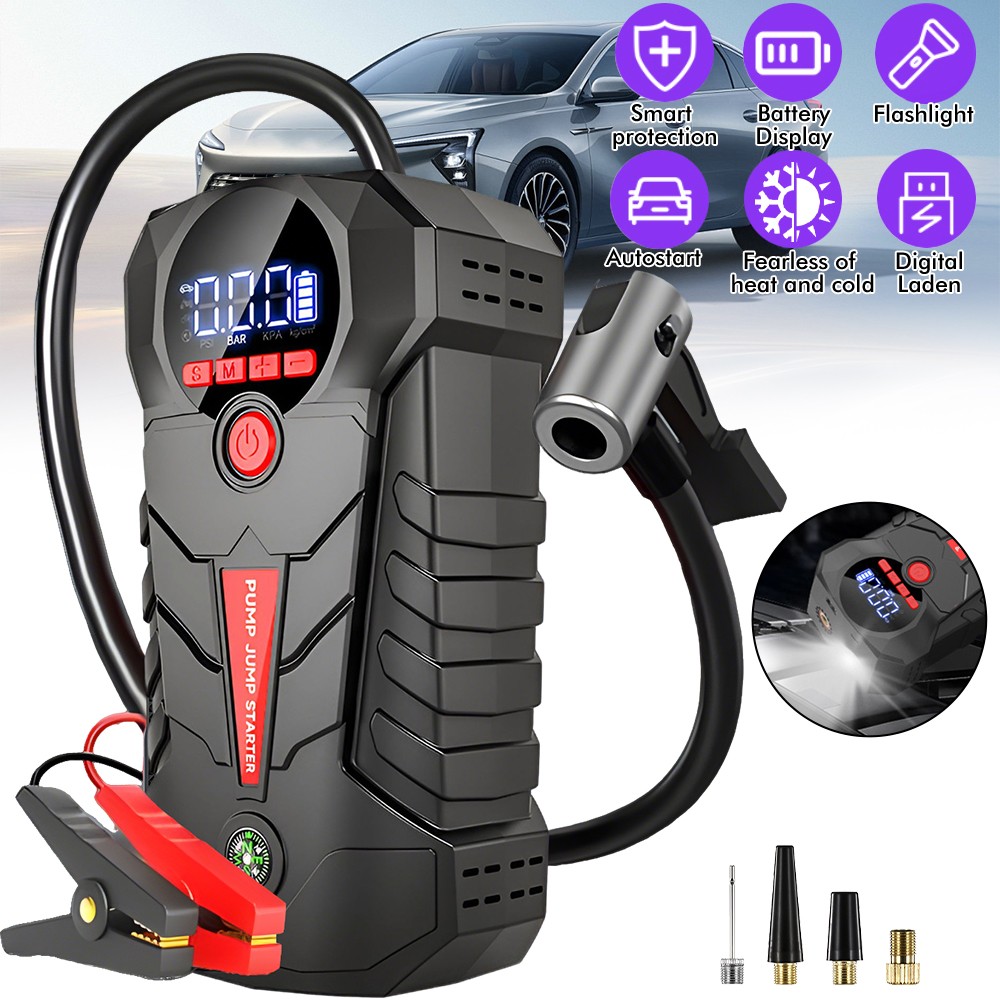 Portable Car Jump Starter with Air Compressor Inflator Air Pump Battery Charger