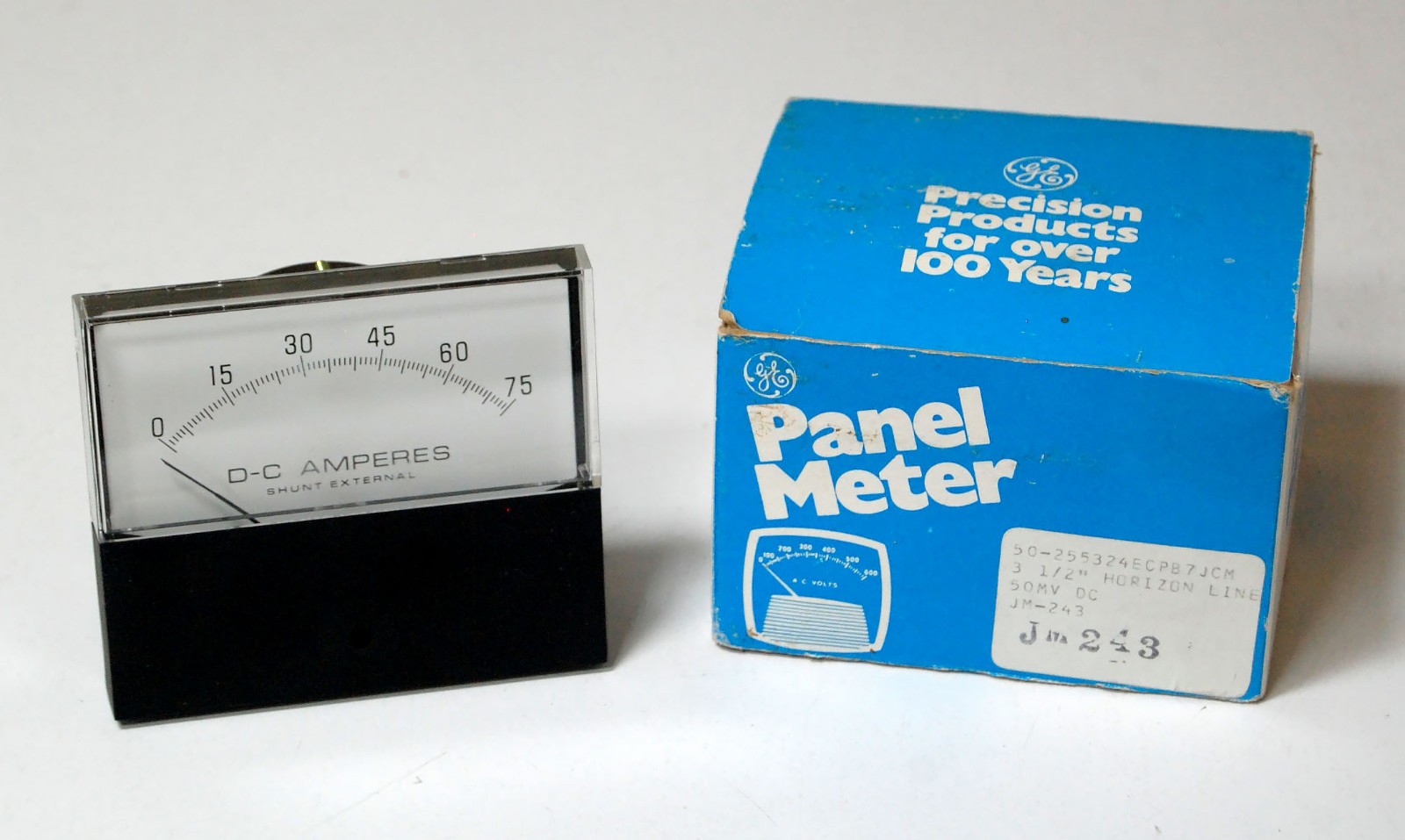 GE General Electric JM-243 Panel Meter 0-75 DC Amperes New in Box