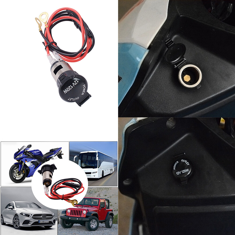 US 2 Pc Power Socket Outlet Plug Accessories+Line 12V Car Boat Tractor Lighter