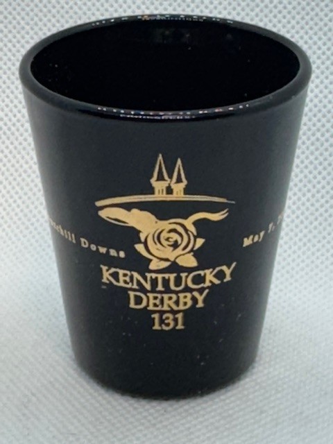 KY Derby 131 Black Standard Shot Glass Churchill Downs 2005