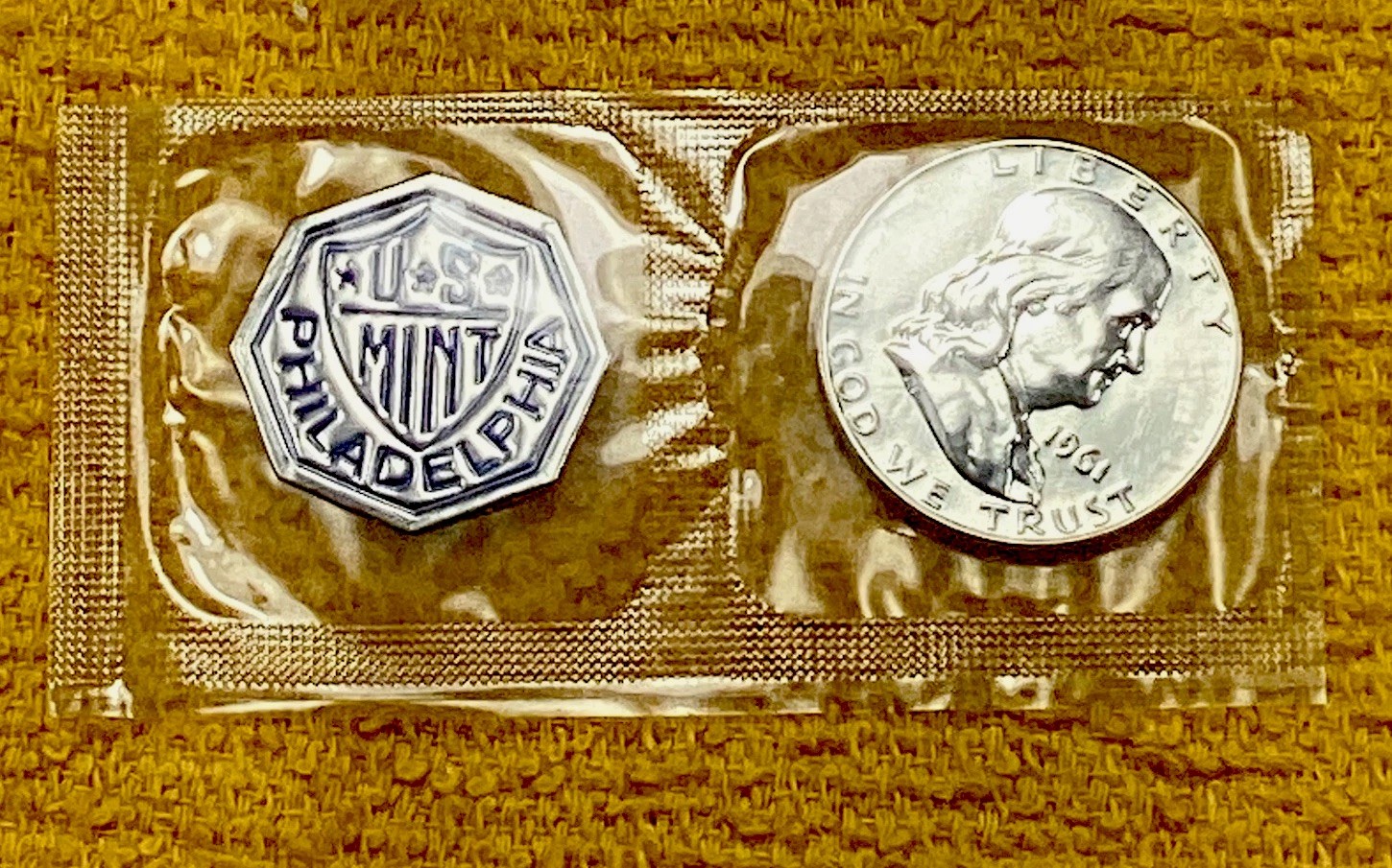 1961 Proof Franklin Mint Half Dollar 50c Original US Mint Cello. FREE SHIPPING.