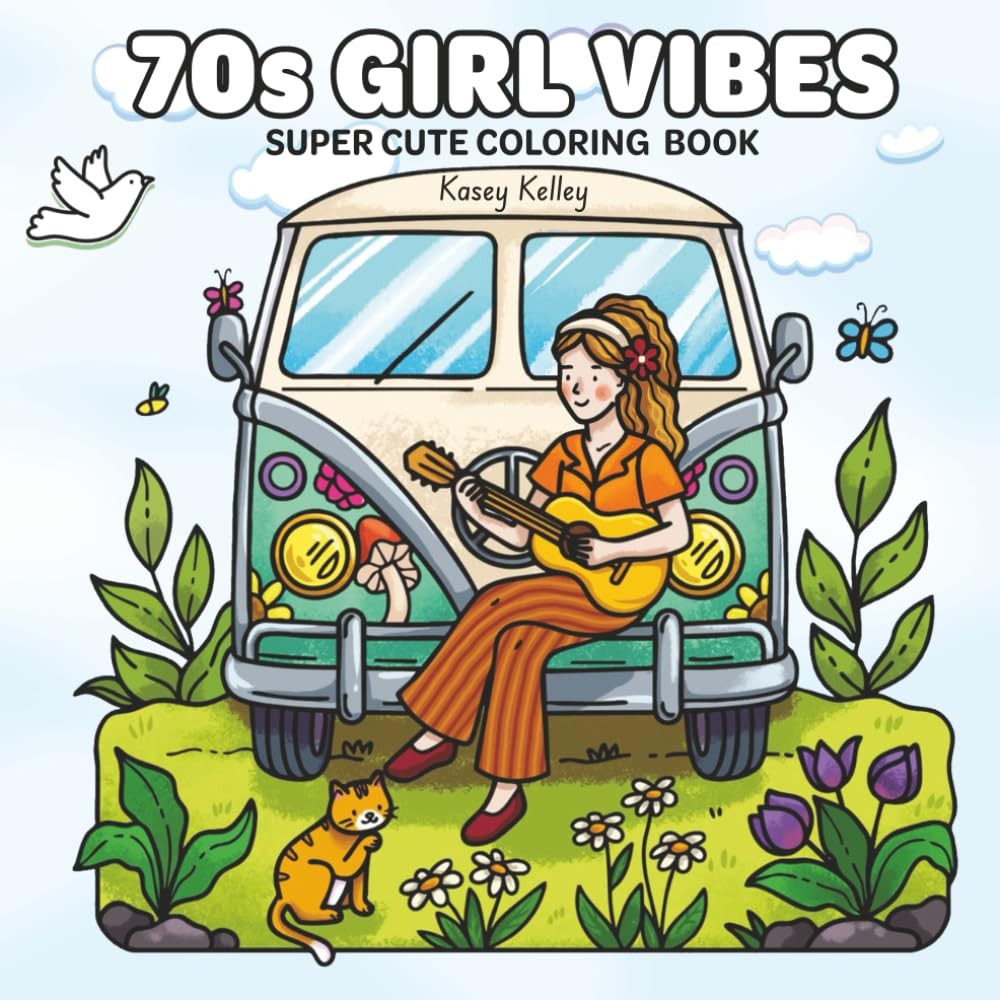 70s Girl Vibes: Adult Coloring Book for Women and Teens for Calm and Relaxation,