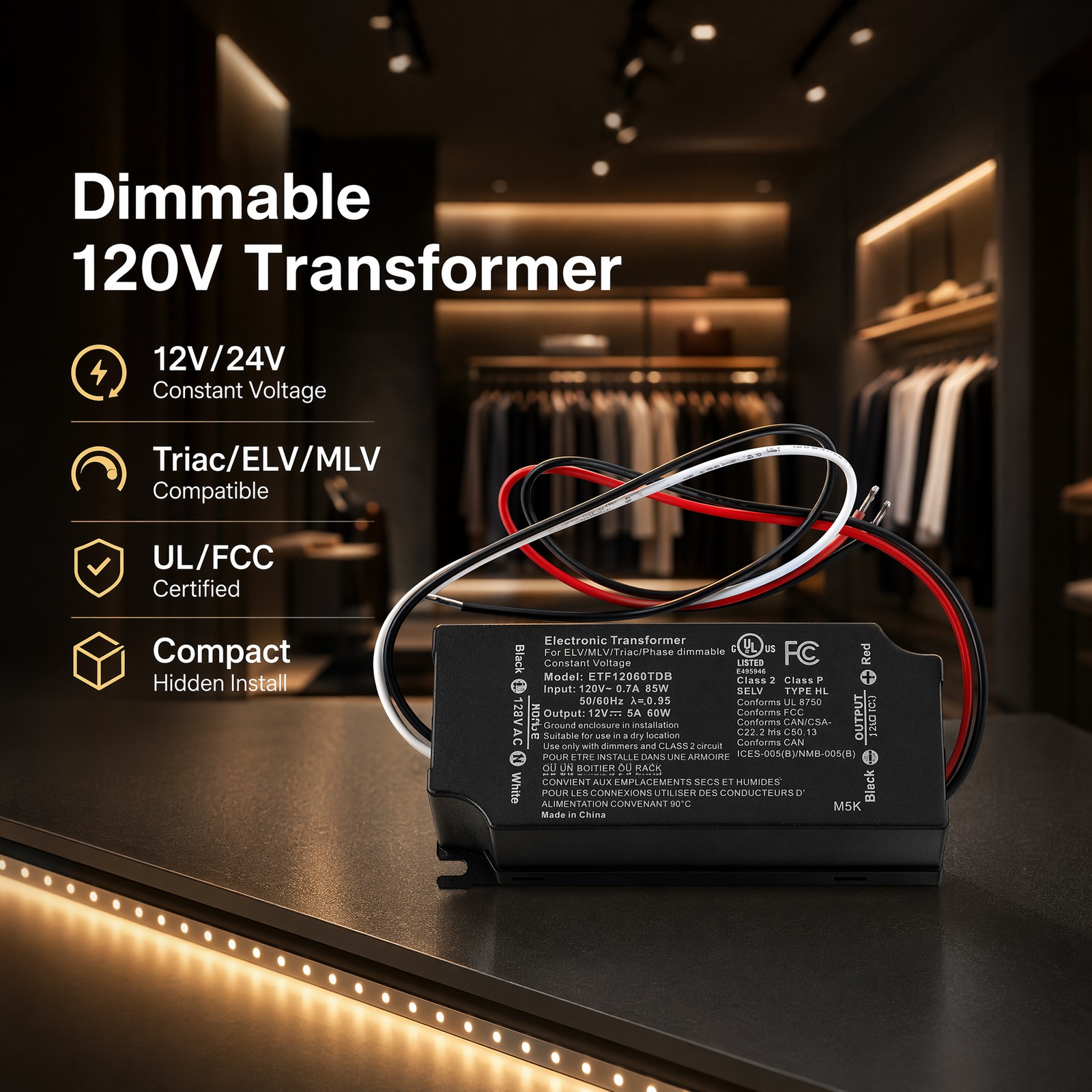 24V 96W Dimmable LED Driver, Triac ELV/MLV LED Transformer for Light