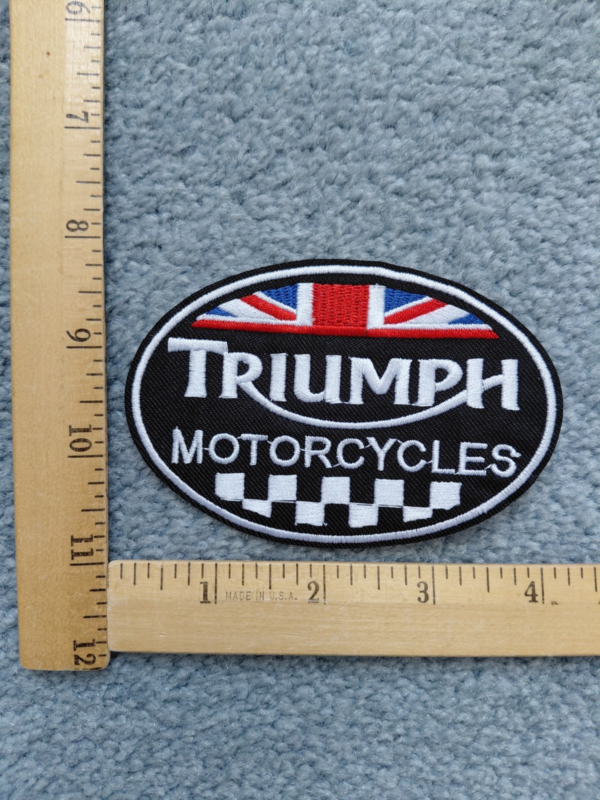 TRIUMPH MOTORCYCLE RACING IRON ON PATCH FREE SHIPPING
