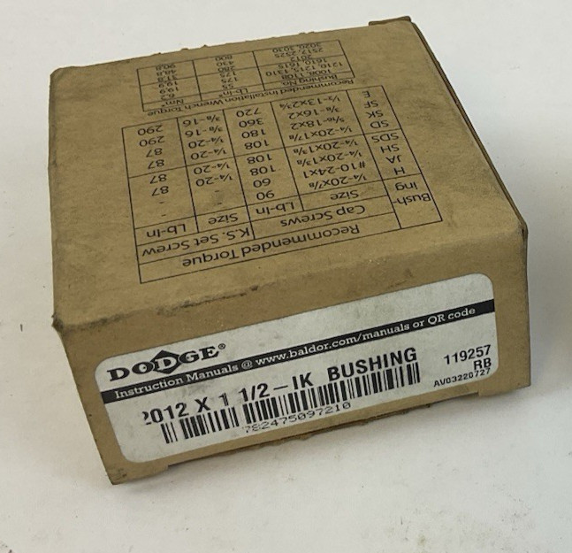 DODGE 119257 2012 X 1 1/2-IK TAPER LOCK BUSHING
