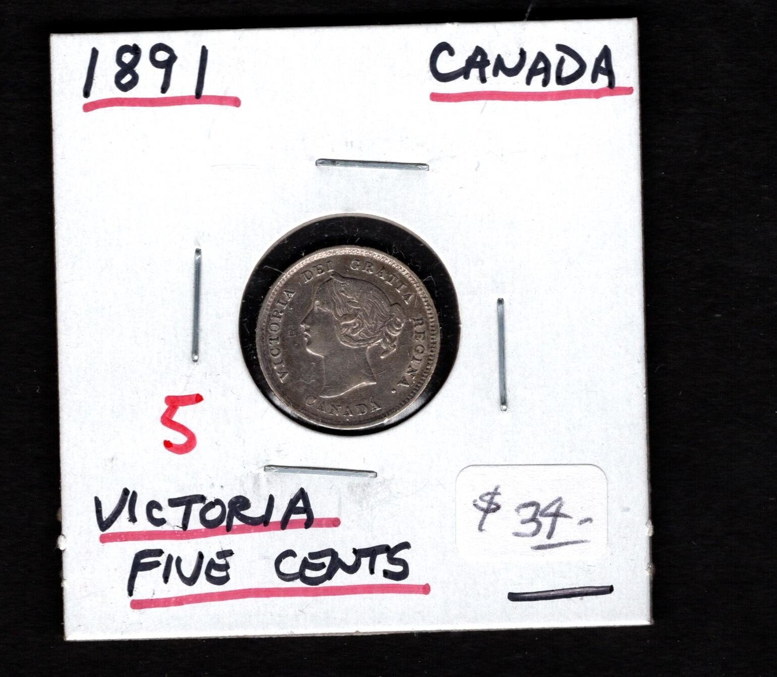 1891- Canada- Victoria Five Cents