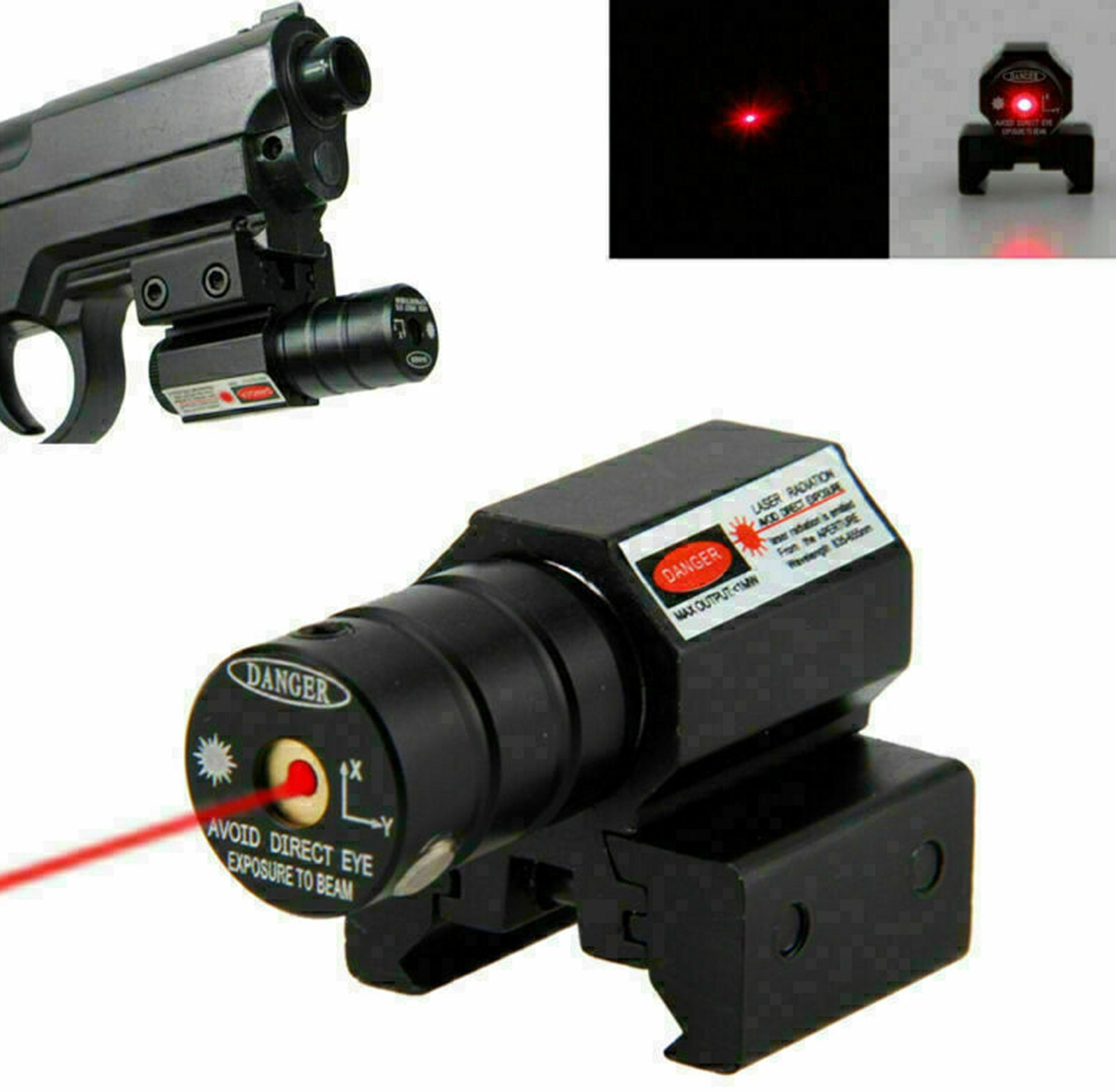 Adjustable Red Laser Dot Sight Scope for Rifle or Pistol With Picatinny Weaver