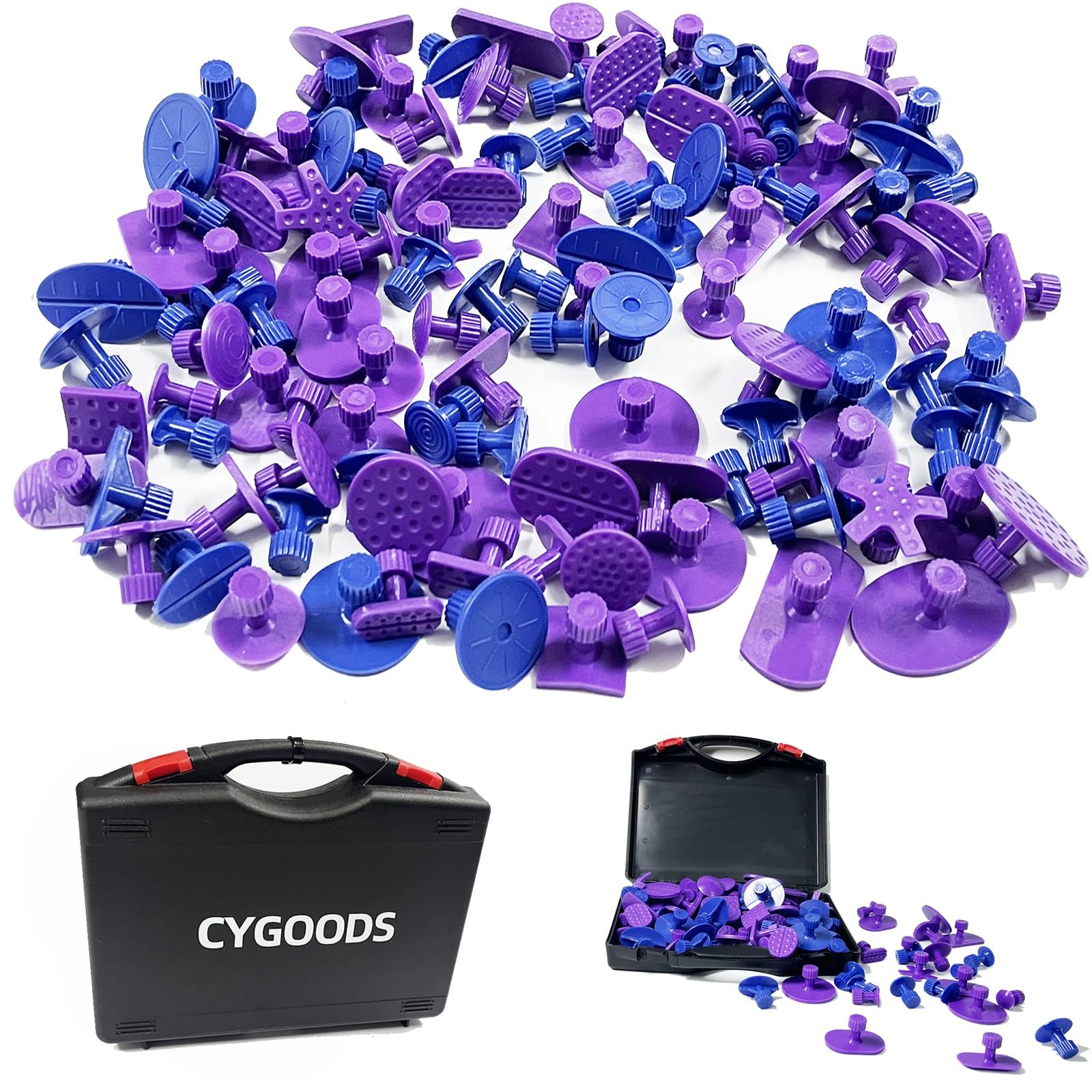 CYGOODS 126pc PDR Glue Tabs & Puller Kit for Car Dent & Hail Damage w/Toolbox
