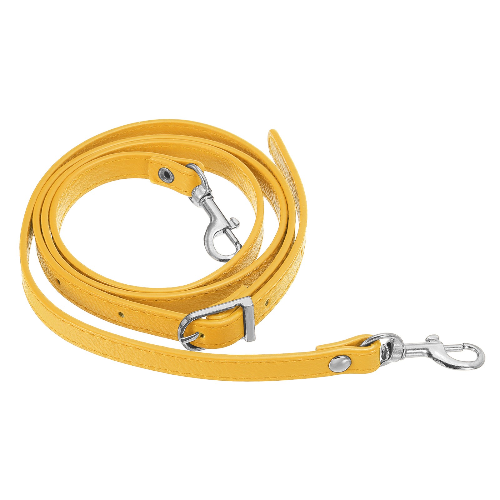 47 Inch Adjustable PU Leather Purse Strap with Silver Hardware, Yellow