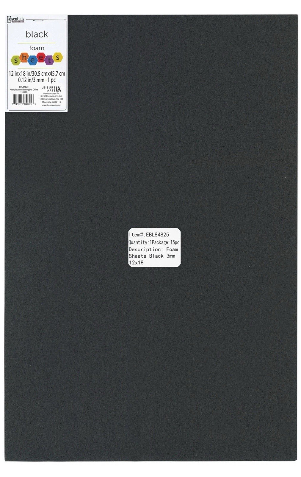 Cousin Foam Sheet 12x18” 3mm-Black
