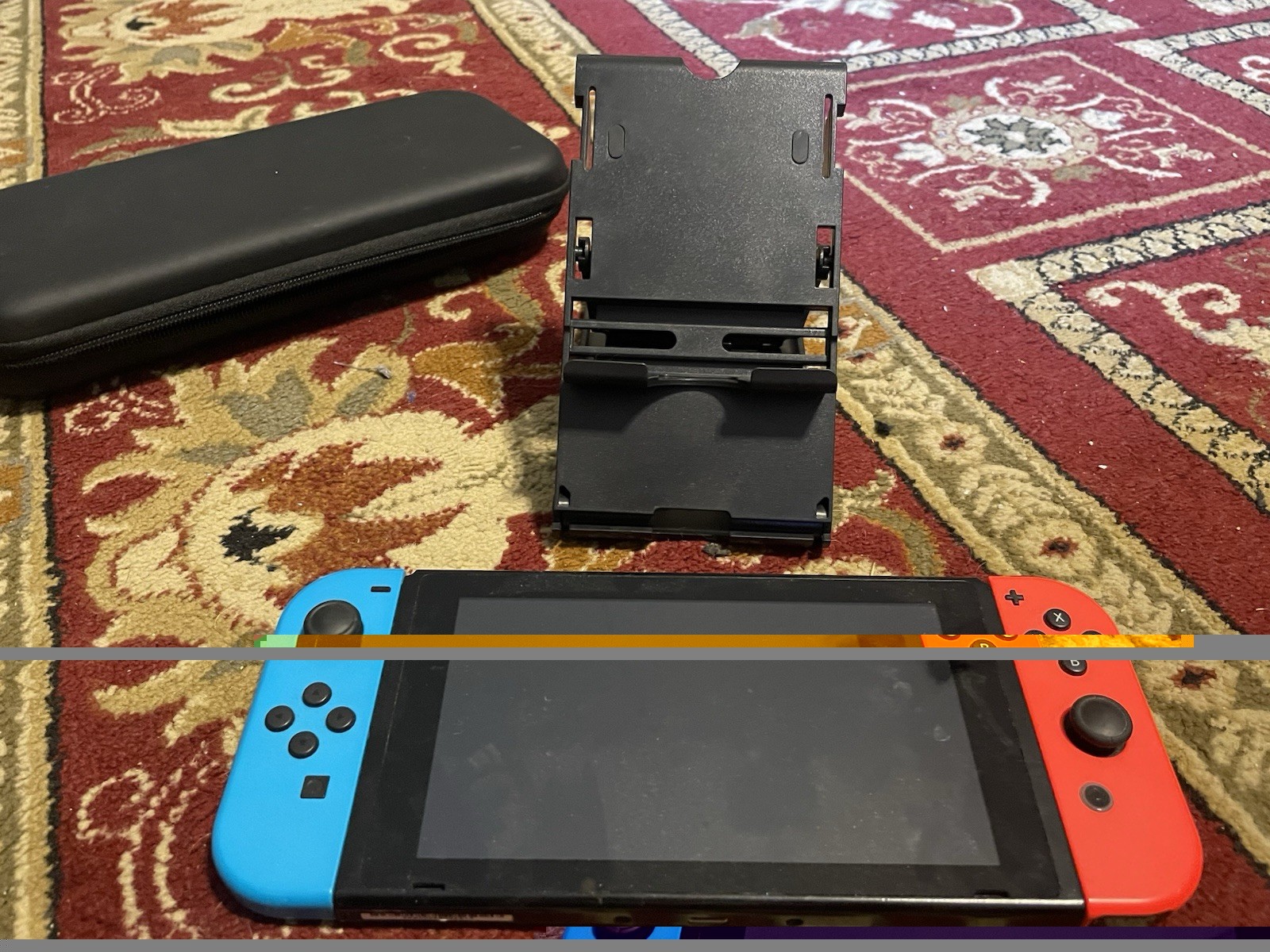 Nintendo Switch HAC-001 Handheld Console Red & Blue Joy-Con Stand Carrying Case