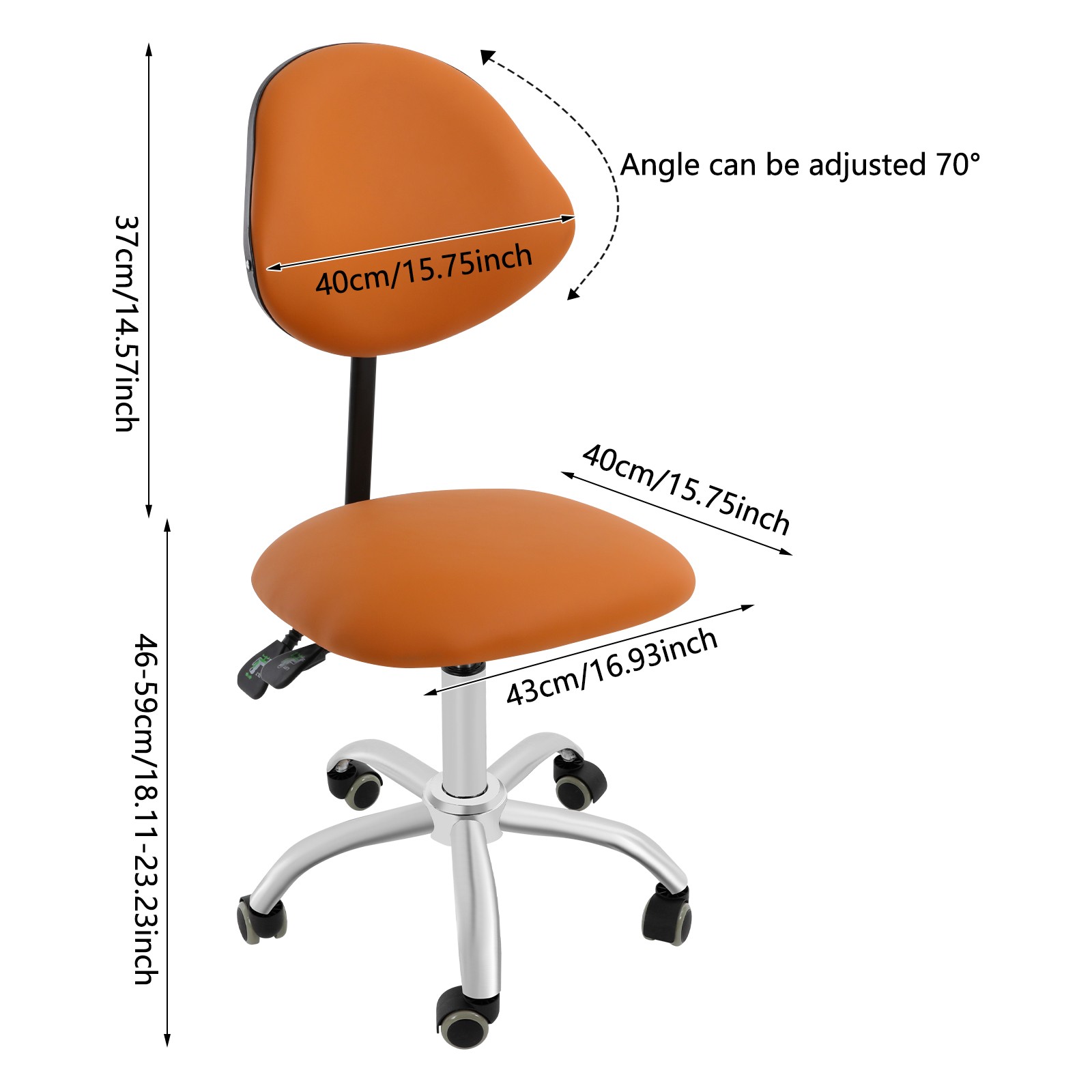 Adjustable Saddle Swivel Chair Ergonomic Rolling Stool w/ Backrest for Office