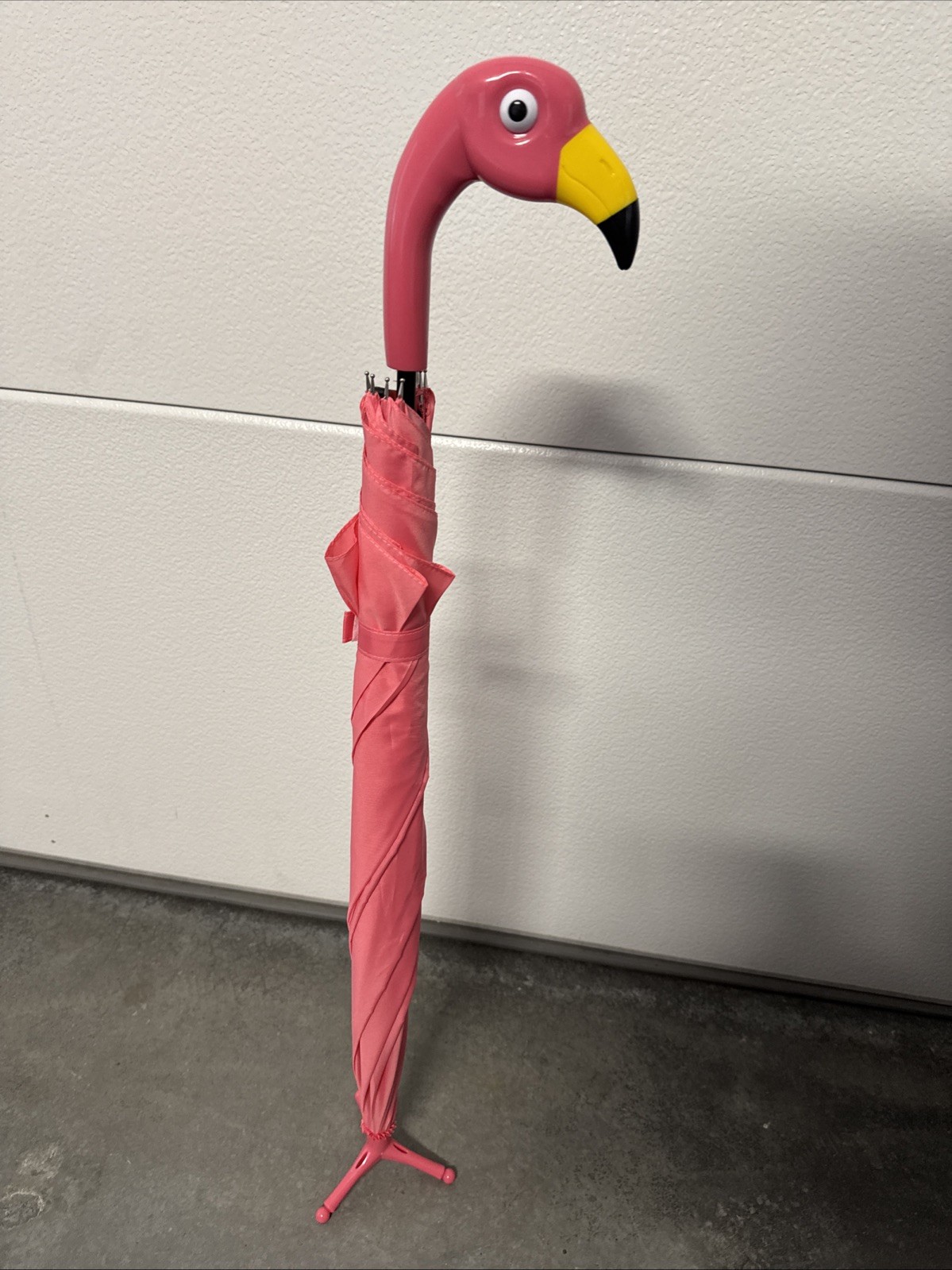 NeW Pink Flamingo Umbrella Parasol Walkingstick W/Foot Push Button Release