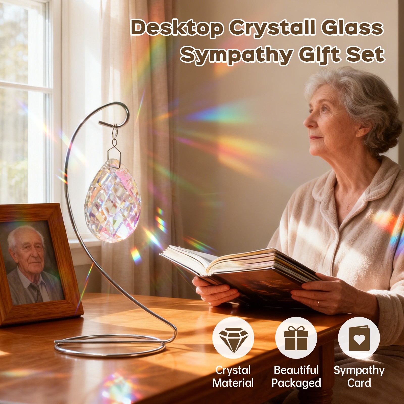 Sun Capture Light Drop Shape Vertical Crystal Glass Light Capture Device Gift