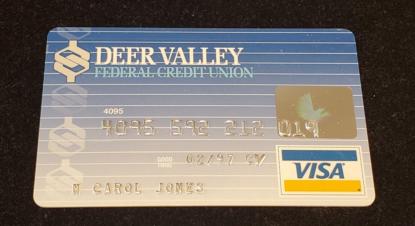 Deer Valley Federal Credit Union Visa Credit Card ~ exp 1996 ~our# cc1289