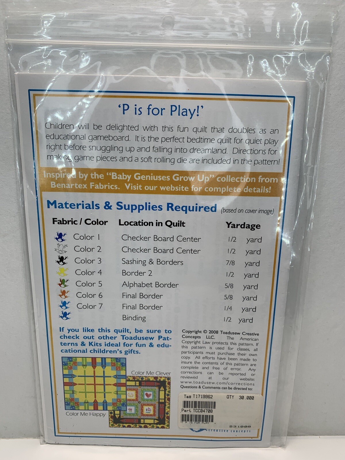P is for Play Pieced Quilt Pattern Game Educational Board By Toadusew