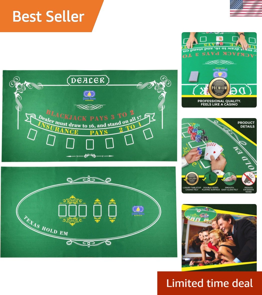 Authentic Casino-Style Poker & Blackjack Felt Layout - Luxury 36x70" Gaming Mat