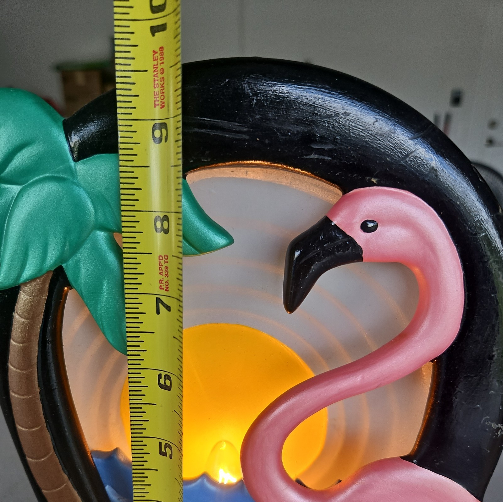 FLAMINGO WITH PALM TREE 1988 DECORATIVE LIGHT WORKS. 12