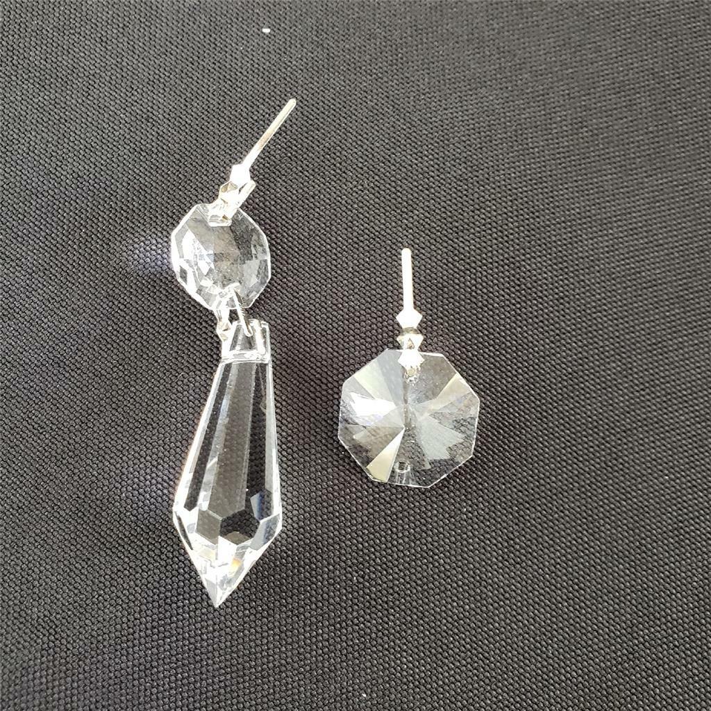= Lot of 210 Crystal Decorative Pieces With Chrome Pin For Chandelier 4011-38-CL