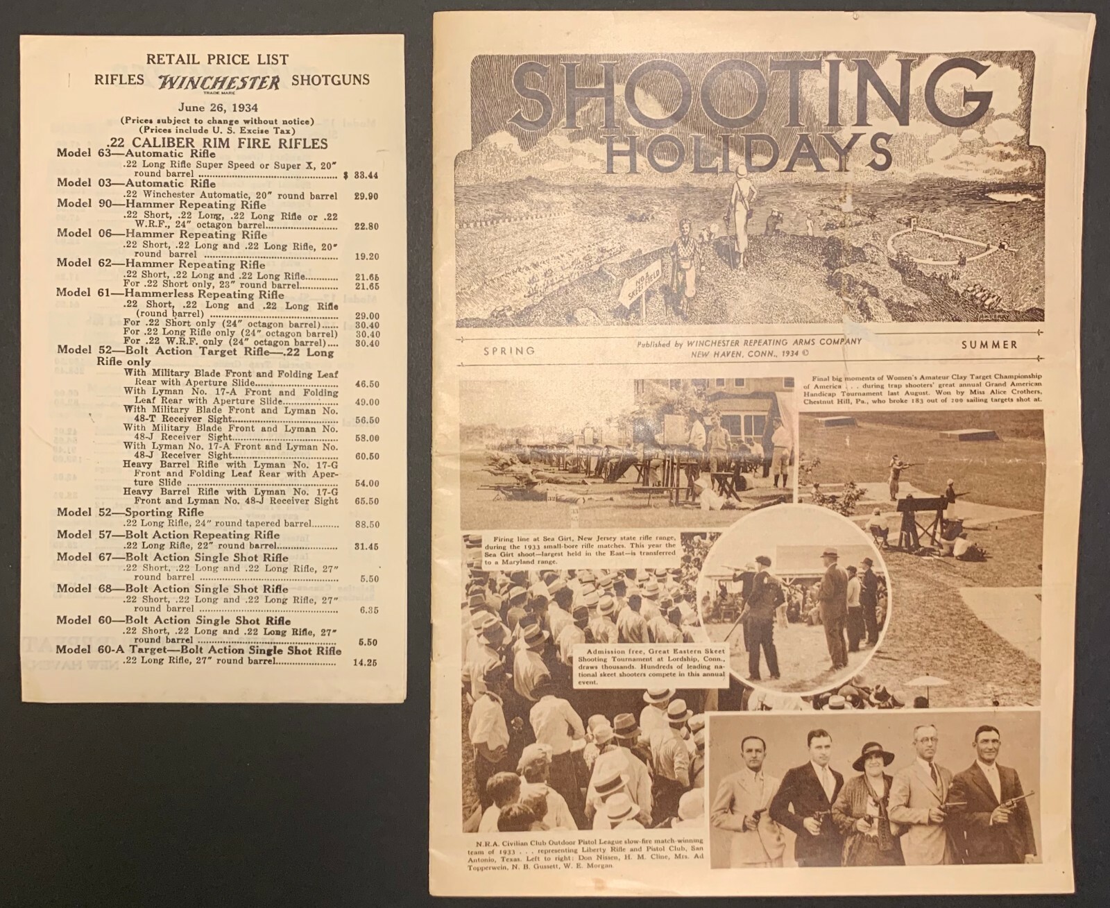 1934 WINCHESTER RIFLES SHOTGUNS PRICED TRADE CATALOG SHOOTING HOLIDAYS SKEET