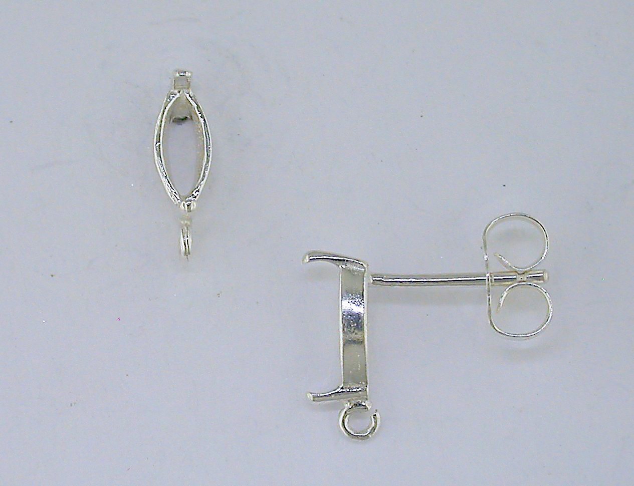 2 Prong Marquise with Loop Earring Setting Sterling Silver
