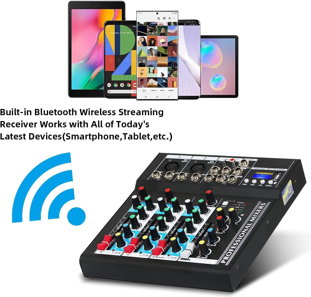HT4 Bluetooth DJ Mixer USB Interface, 4-Ch Studio Recording