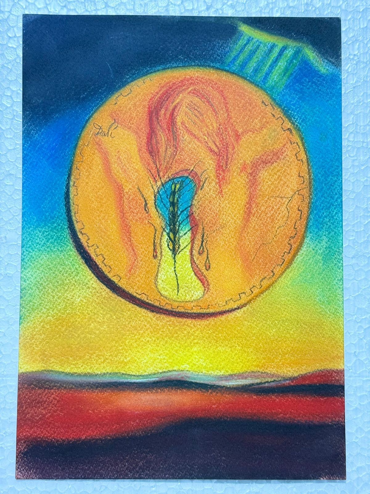 Salvador Dali (Handmade) Drawing on antique paper Signed and Sealed.