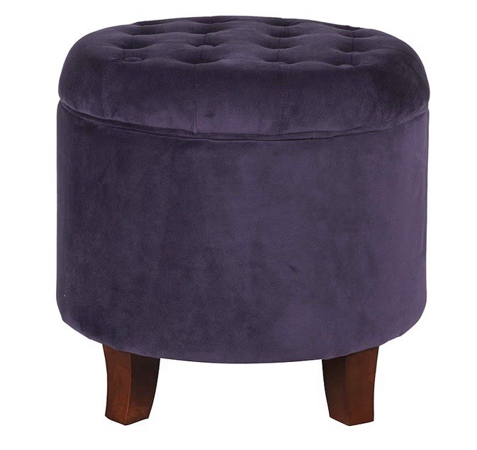 Velvet Tufted Round Storage Ottoman with Removable Lid & Storage - Purple