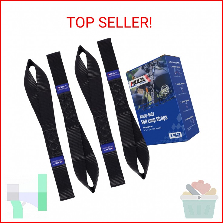 MOCA 4-Pack Soft Loop Tie Down Straps 12000 Lbs Breaking Strength 1.6 x 17 inche