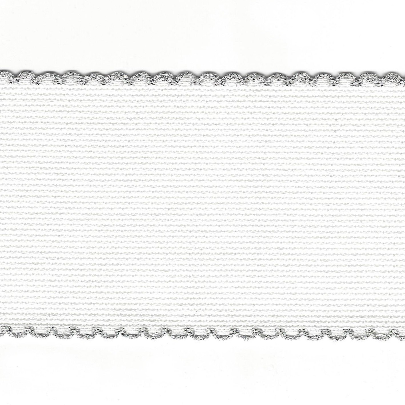 Zweigart Aida Band 2 inch (50mm) white with silver scallop edge - various sizes
