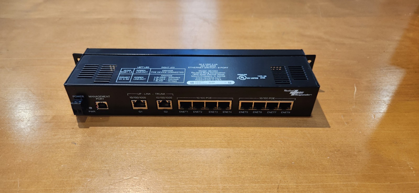 Rauland Borg 351004 8 Port Ethernet Switch with POE WD KI-2209