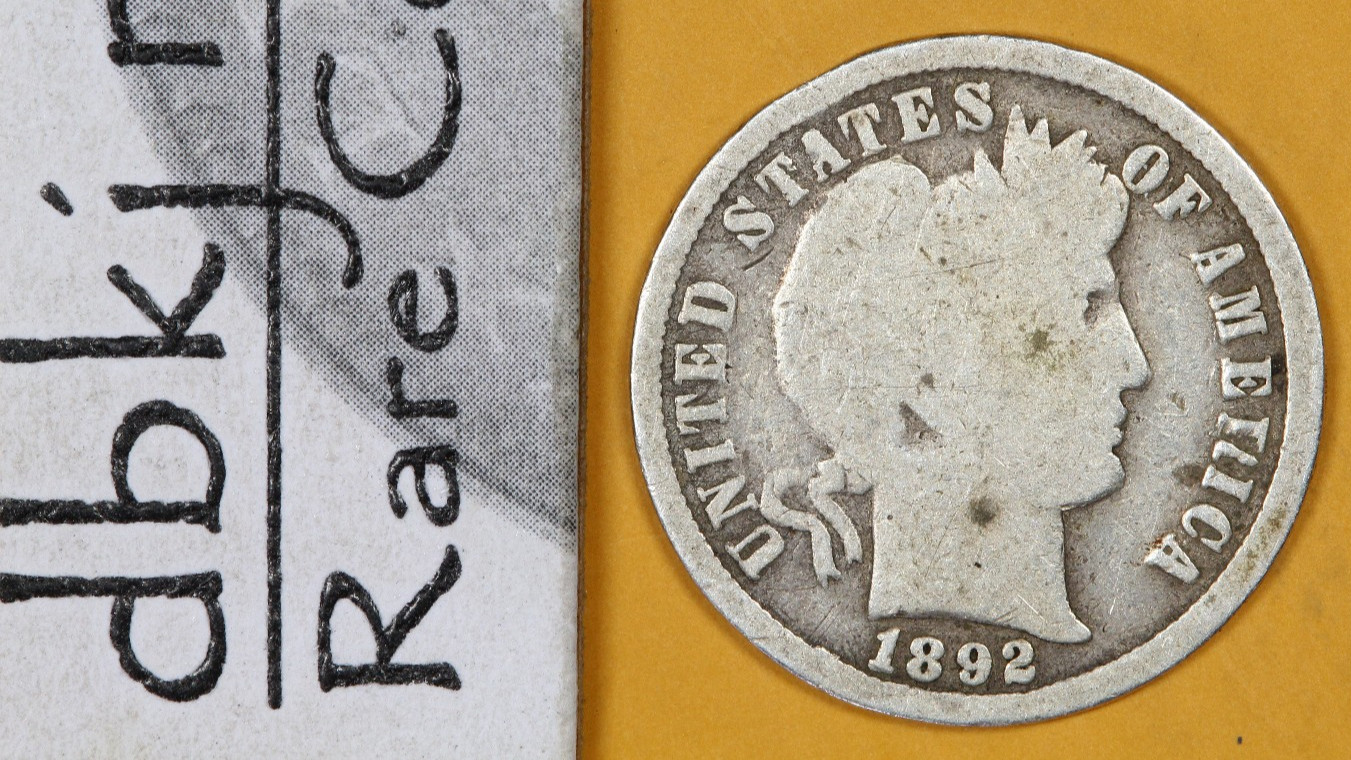 1892 (P) - Liberty Head "Barber" Silver Dime 10¢ - G  Good dbkjA