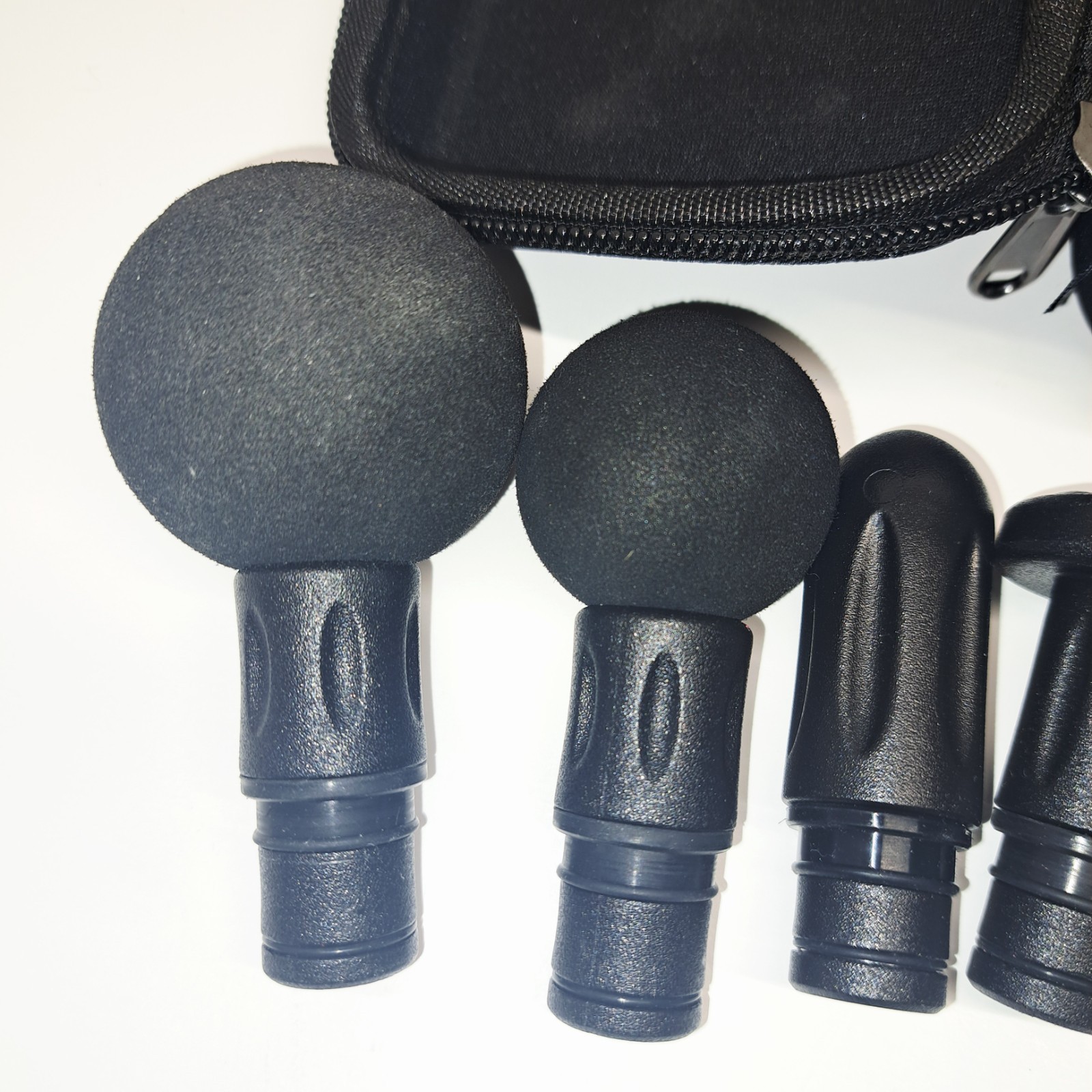 Sharper Image Massage Gun Attachments 6pc Set w/ Case Black Replacement Heads VG