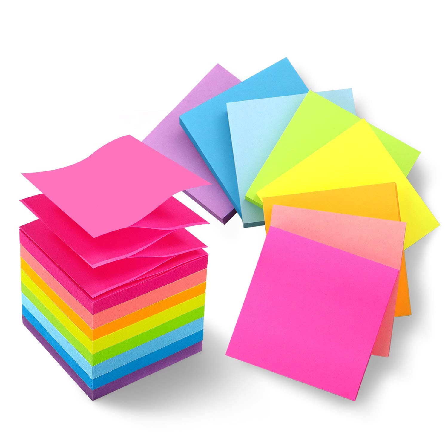 Phthdoty 8 Pads Pop Up Sticky Notes 3x3 Refills Bright Colors Self-Stick Notes P