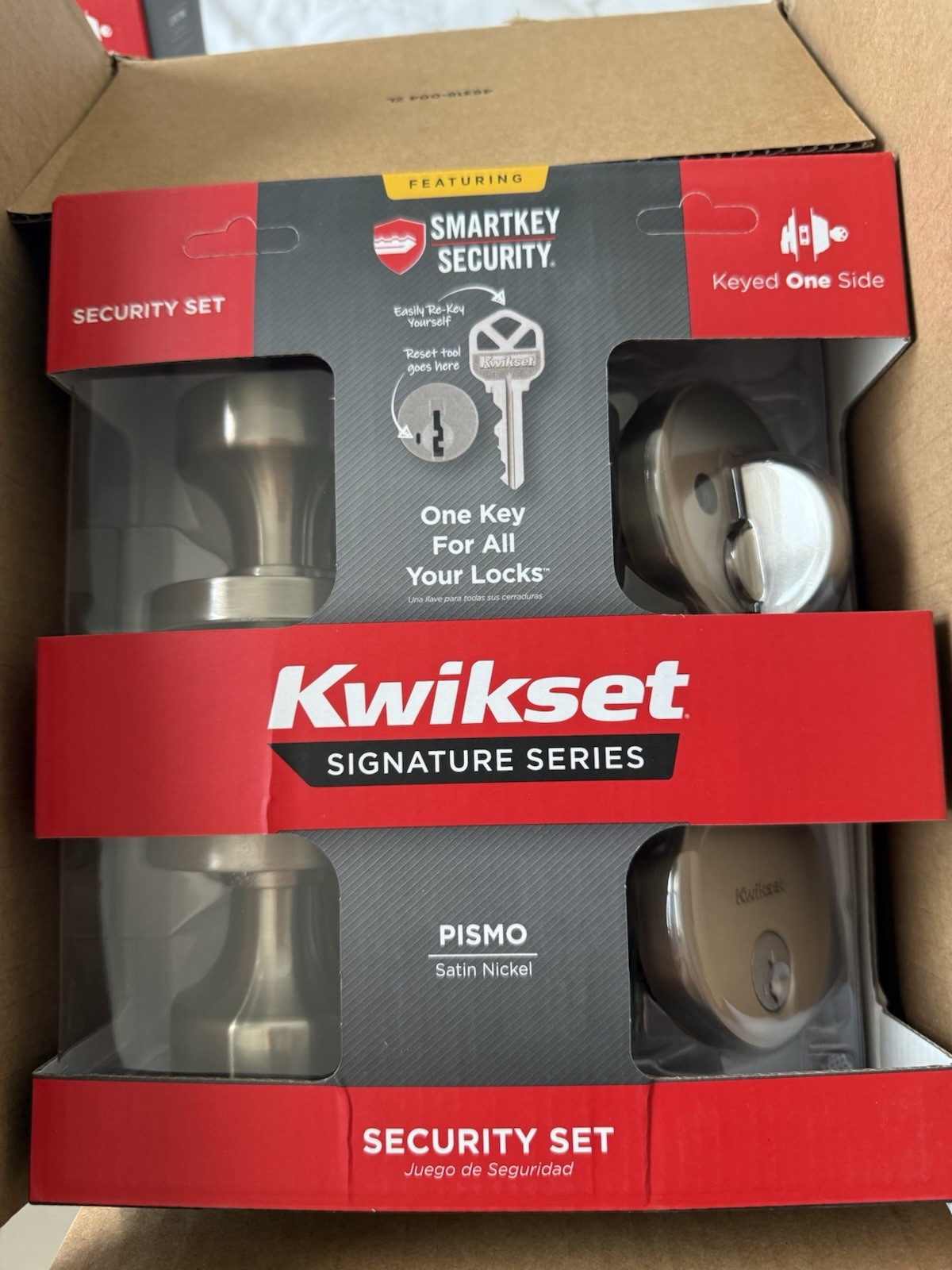 Kwikset Pismo Satin Nickel Entry Door Lock with SmartKey Security