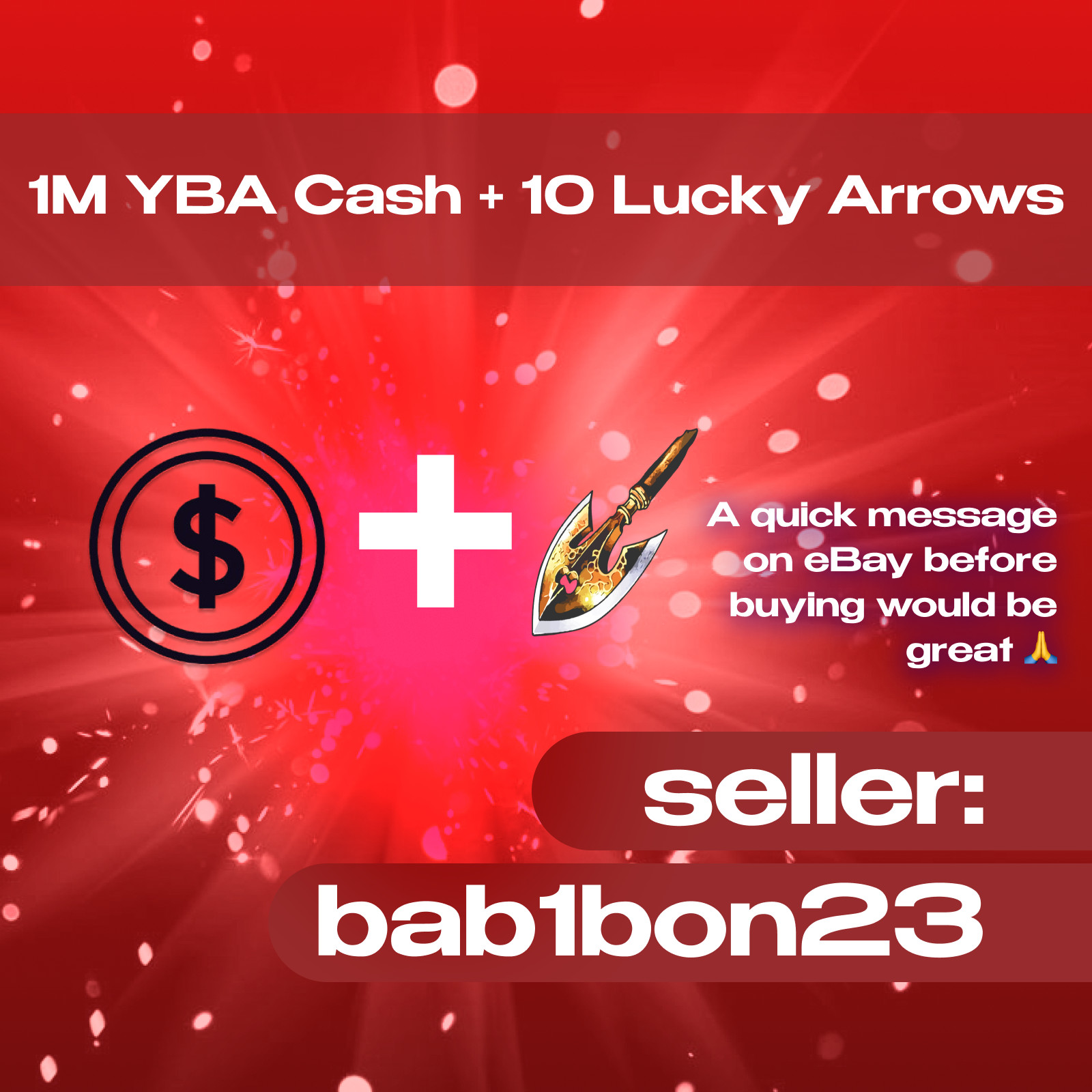 Roblox - YBA / Your Bizarre Adventure - 1M YBA Cash + 10 Lucky Arrows