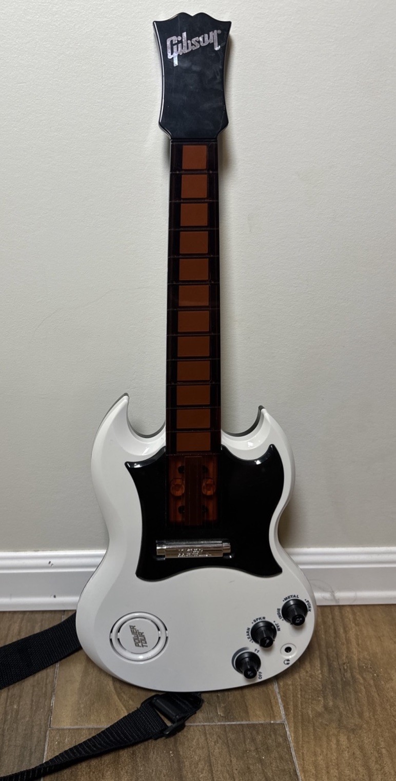 Gibson Power Tour Electric Guitar Tiger Electronics White Black Tested HASBRO