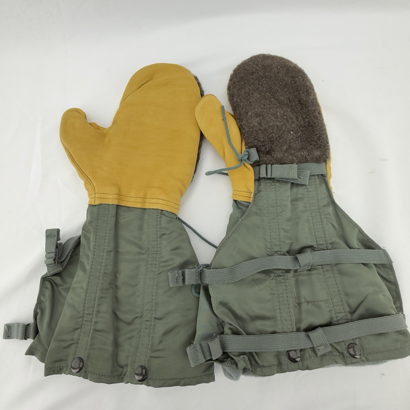 USGI N-4B Flying Mittens Medium Wool Inserts Leather Palm USAF Military