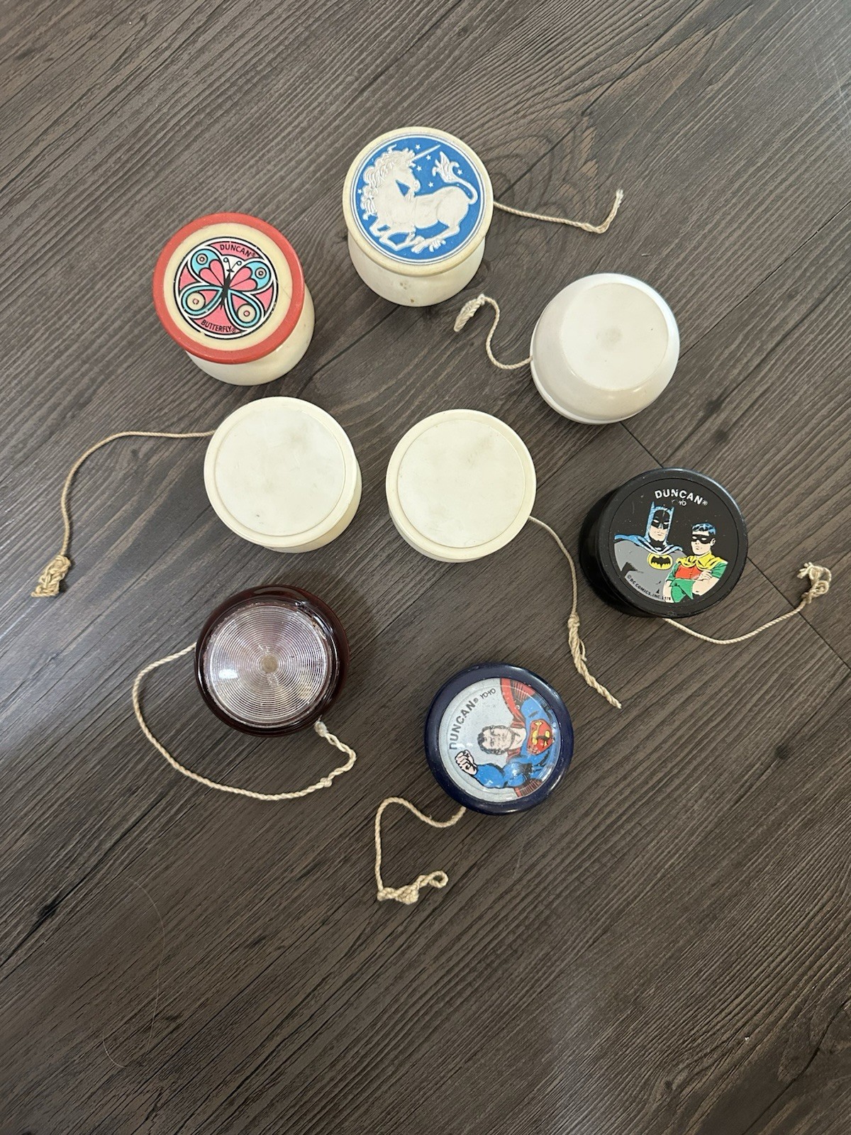 Lot 8 Vintage Yo-yos Yoyo Duncan Yo Yo 1978 Superman Batman Butterfly + More!