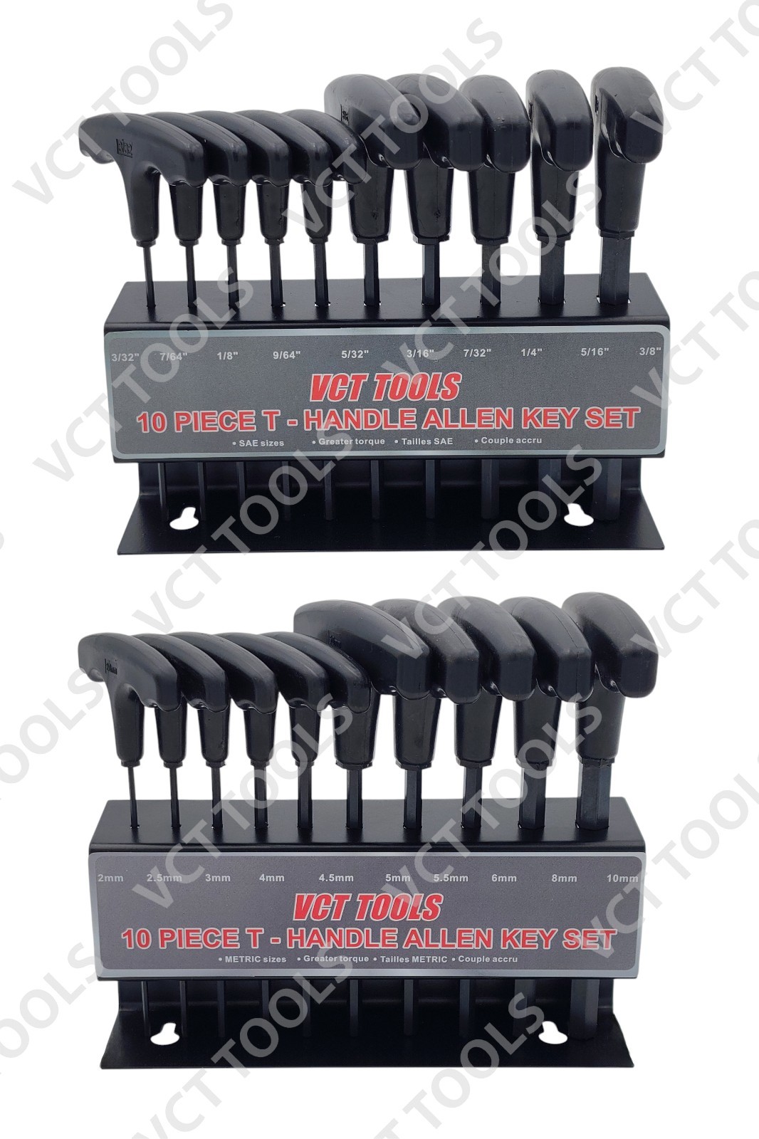 20Pc SAE & MM T-Handle Hex Allen Key Wrench Set W/ Holder 3/32"-3/8", 2-10mm