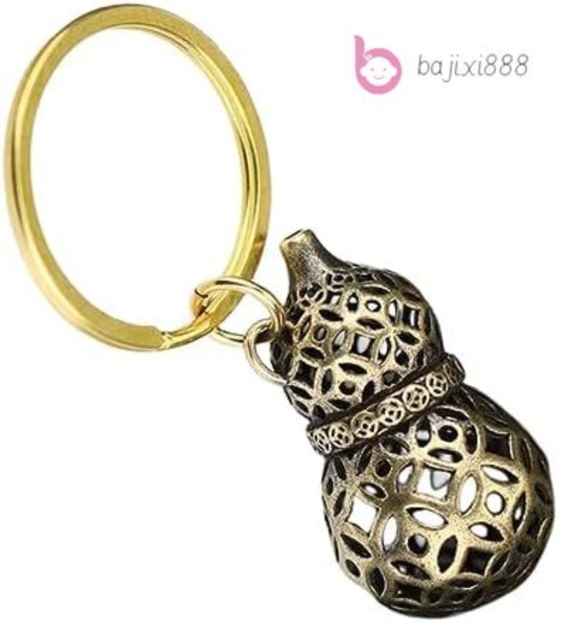 4cm brass vintage hand-carved copper coin gourd key chain pendant