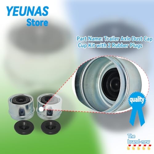 1.98" Trailer Axle Dust Cover Cap Cup Kit Set with Extra 2 Rubber Plugs for