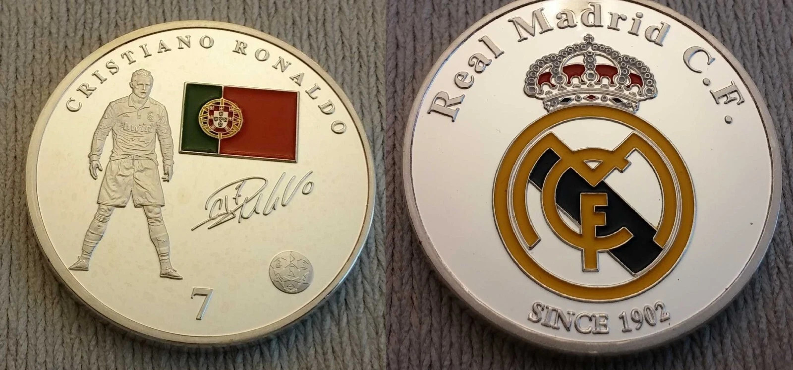 Cristiano Ronaldo Silver Coin Signed Saudi Pro League Portugal Old World Cup